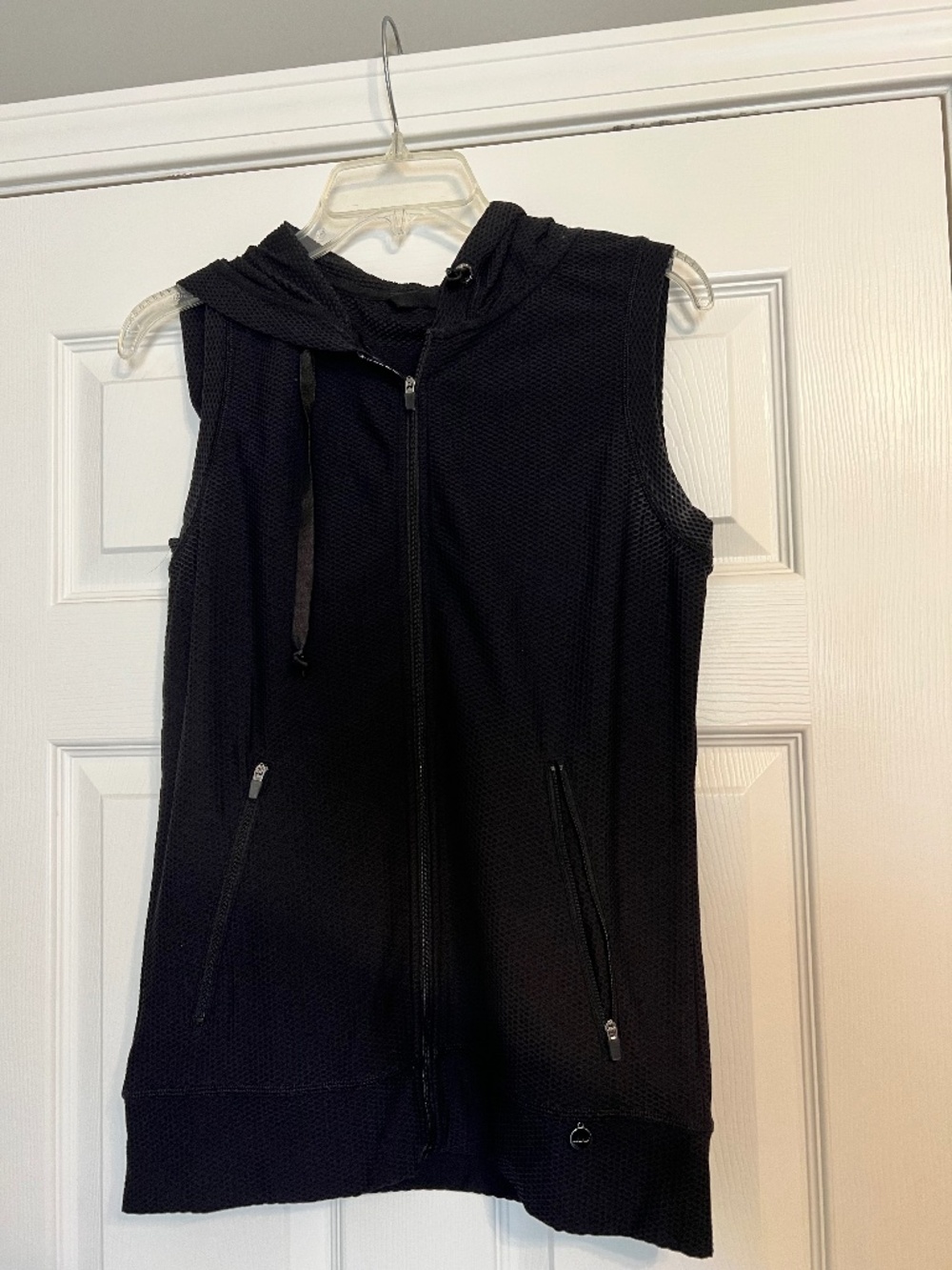 Black Jersey Material Vest with a Hood